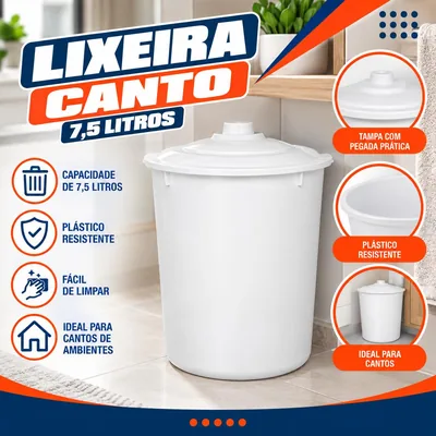 Lixeira Canto 7,5 Lts Branco Jaguar (0061)