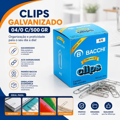 Clips Galvanizado 04/0 Bacchi c/ 500 Gr (1326)