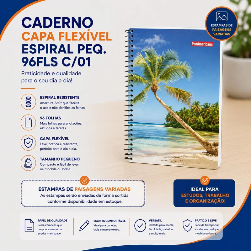 Caderno Capa Flexivel Espiral Peq. 96FLS C/01 (127232)