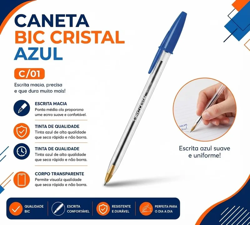Caneta Esf.bic Cristal Azul (341) c/ 01 (341)