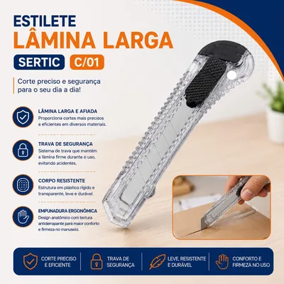 Estilete Lamina Larga Sertic (3228) c/ 01