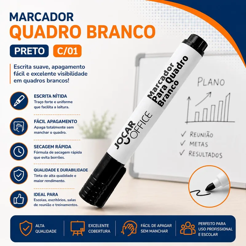 Marcador Quadro Branco Maripel/jocar Preto C/01