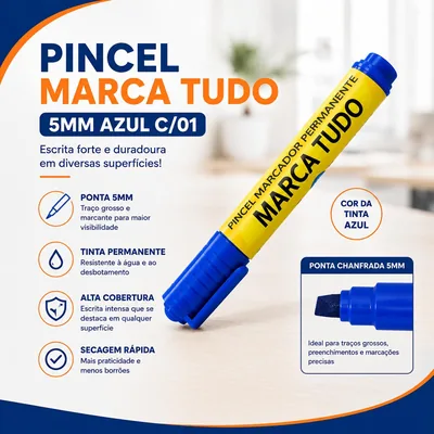 Pincel Marca Tudo 5MM Azul C/01 (49713/153906)