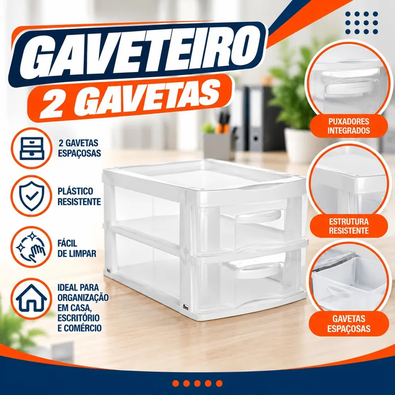 Gaveteiro Branco 2 Gavetas Jaguar (2043)