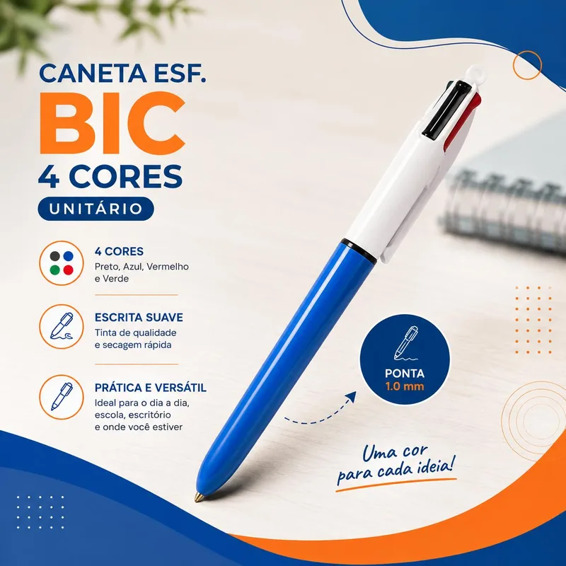 Caneta Esf. Bic 4 Cores Unit