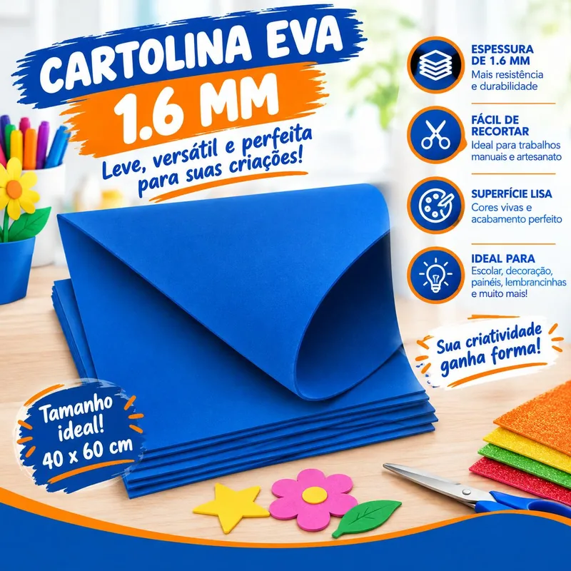 Cartolina Eva 1.6 40X60 Liso Azul Unit