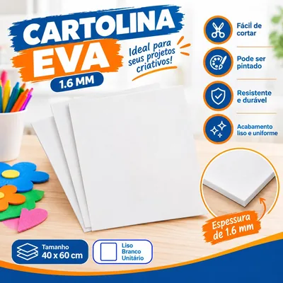 Cartolina Eva 1.6 40X60 Liso Branco Unit