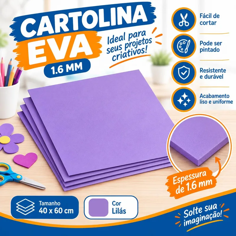 Cartolina Eva 1.6 40X60 Liso Lilas Unit