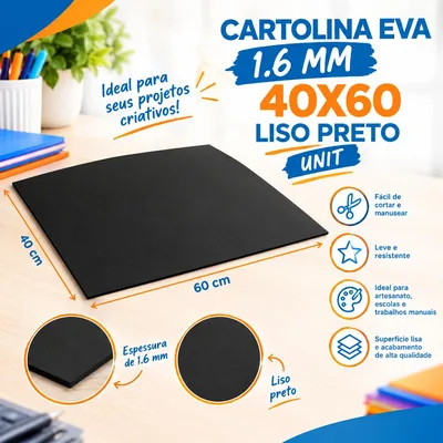 Cartolina Eva 1.6 40X60 Liso Preto Unit