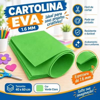 Cartolina Eva 1.6 40X60 Liso Verde Claro Unit