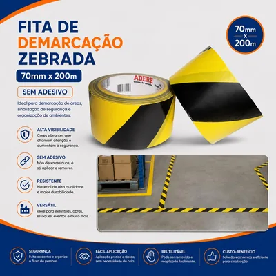 Fita Demarcacao Area 70X200 Zebrada S/adesivo Adel