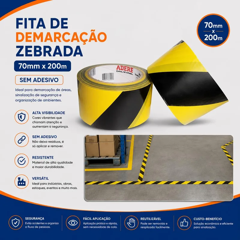 Fita Demarcacao Area 70X200 Zebrada S/adesivo Adel