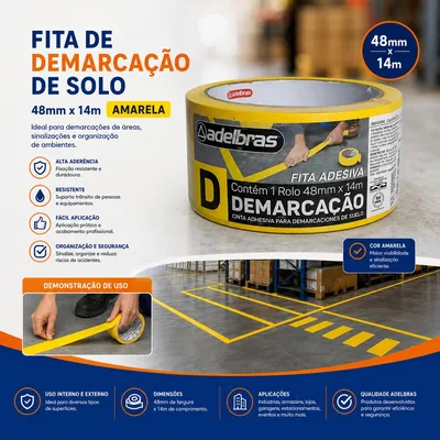 Fita Demarcacao Solo 48X14 Amarela Adelbras