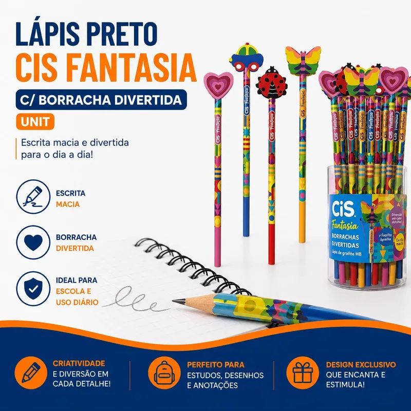 Lapis Preto Cis Fantasia C/borracha Divertida Unit (147990)