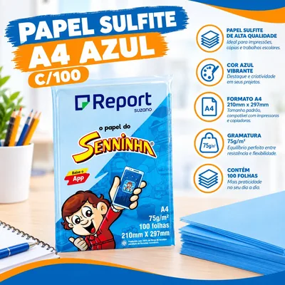 Papel Sulf. Seninha A4 Azul C/100