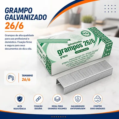Grampo Galvanizado 26.6 Bac/acc - 5000 (90528/31532)