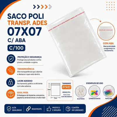 Saco Poli Transp. Ades 07X07 C/aba Cromus C/100