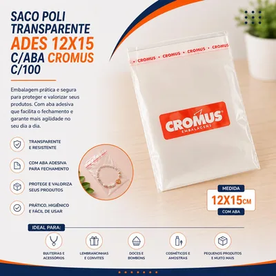 Saco Poli Transp. Ades 12X15 C/aba Cromus C/100 (112455)