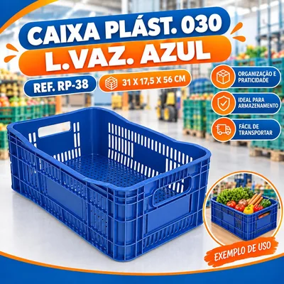 Caixa Plast. 030 L.vaz. Azul Ref. RP-38 (31X17,5X56)