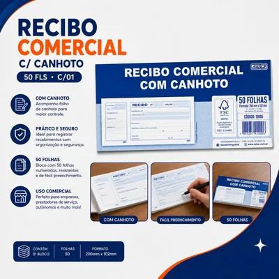 Recibo Comercial C/canhoto 50FLS (5956) C/01