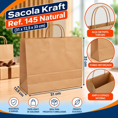 Sacola Kraft REF.145 (31X12,5X33) Natural Un