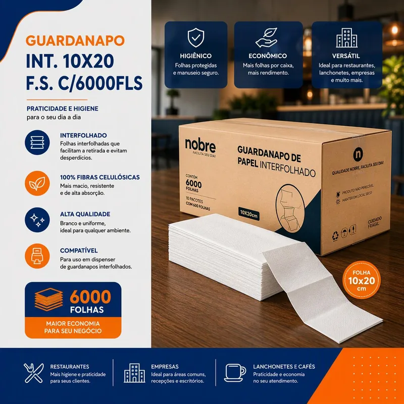 Guardanapo Int. 10X20 F.s. C/6000FLS (34202)