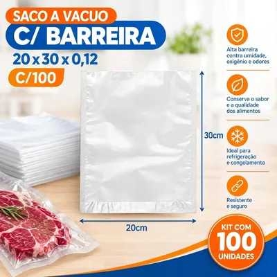 Saco A Vacuo c/ Barreira 20X30X0,12 C/100