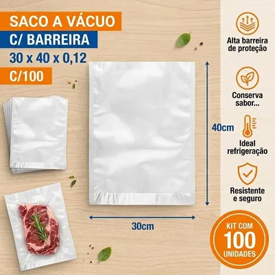 Saco A Vacuo c/ Barreira 30X40X0,12 C/100