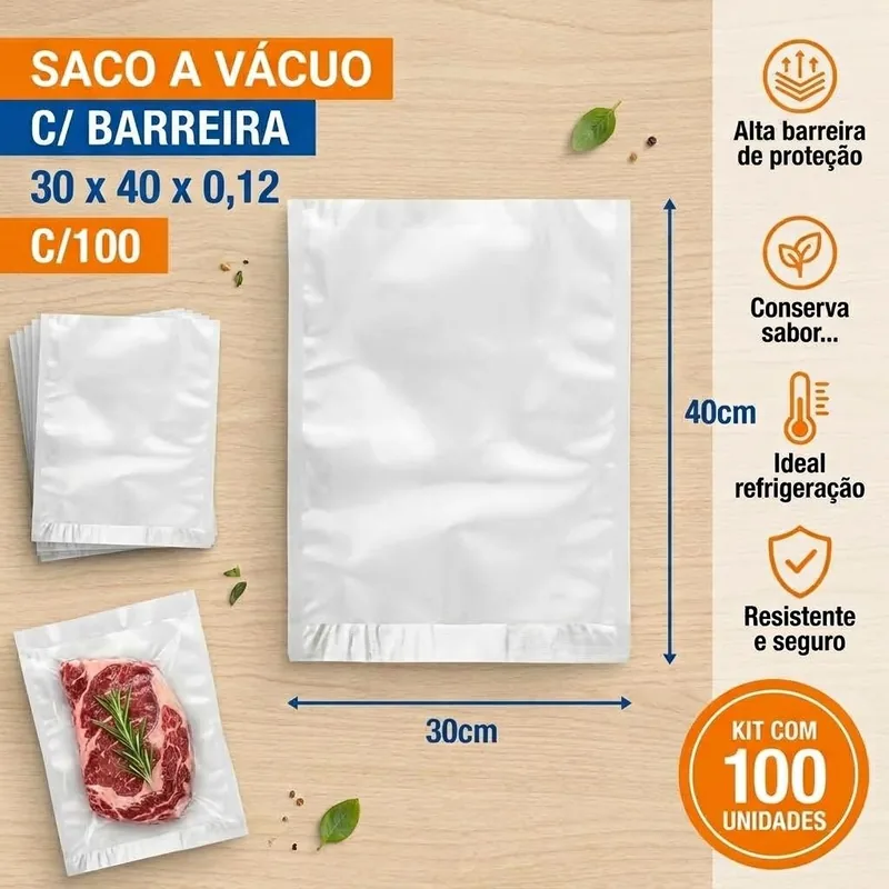 Saco A Vacuo c/ Barreira 30X40X0,12 C/100