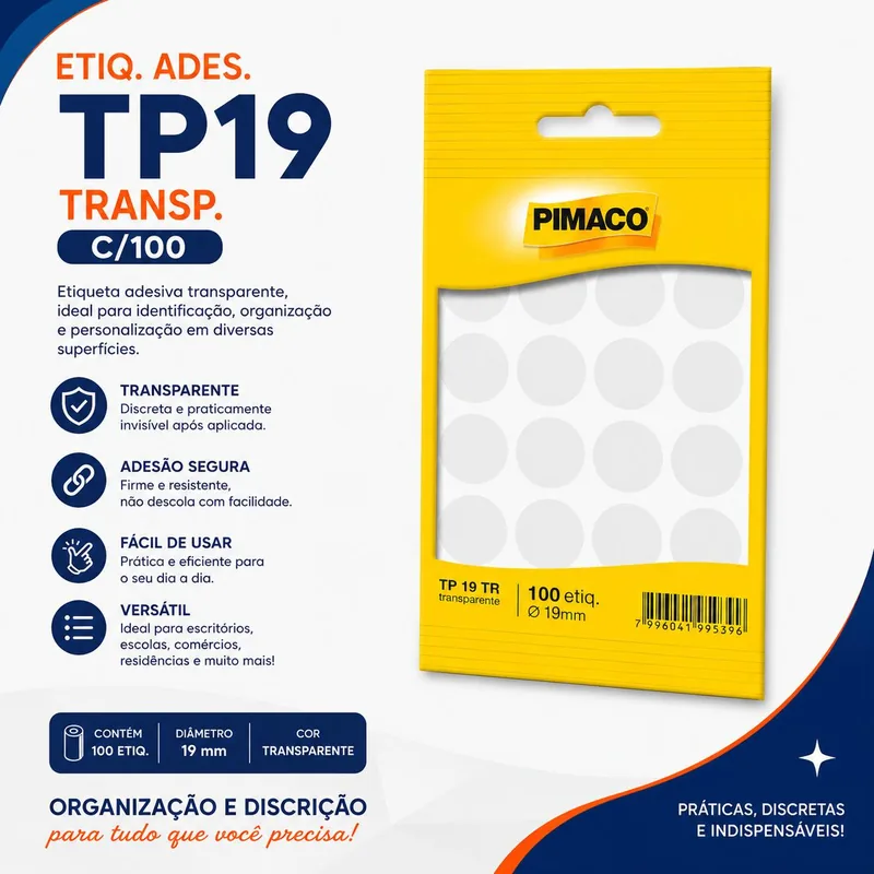 Etiq. Ades. TP19 Pimaco Transp. (43494) C/100
