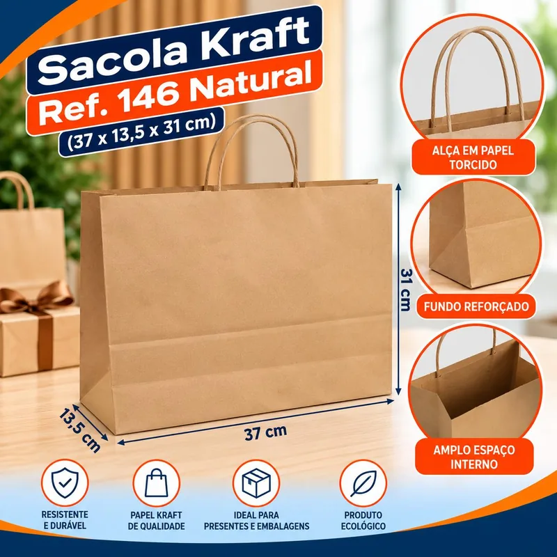 Sacola Kraft REF.146 (37X13,5X31) Natural Un