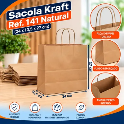 Sacola Kraft REF.141 (24X10,5X27) Natural Un