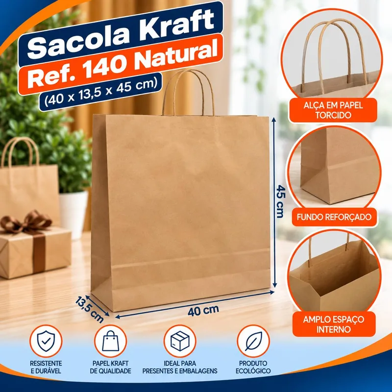 Sacola Kraft REF.140 (40X13,5X45) Natural Un