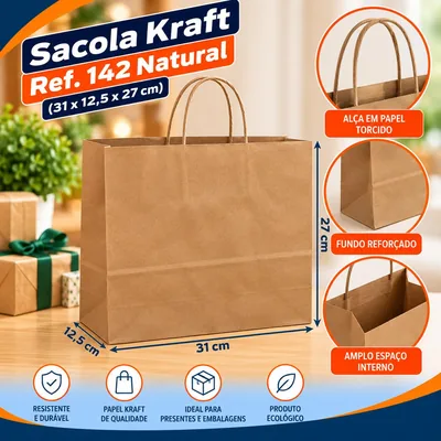 Sacola Kraft REF.142 (31X12,5X27) Natural Un