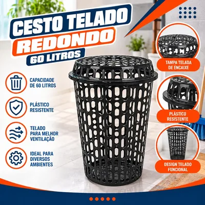 Cesto Telado Red. 60L Preto (3100)