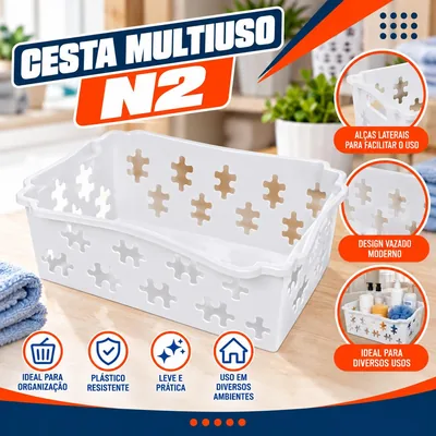 Cesta Multiuso N2 Branca Jaguar (1619)