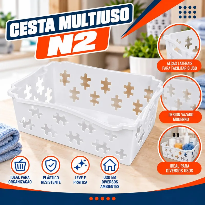 Cesta Multiuso N2 Branca Jaguar (1619)