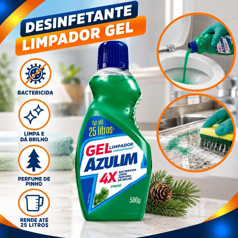 Desinfetante Limpador Gel Azulim Pinho 500G (1020)