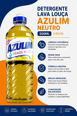 Detergente Lava Louca Azulim Neutro 500ML (14574)