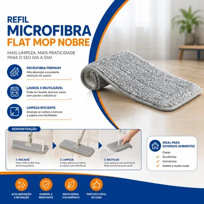 Refil Microfibra Flat Mop Nobre (59127) Un