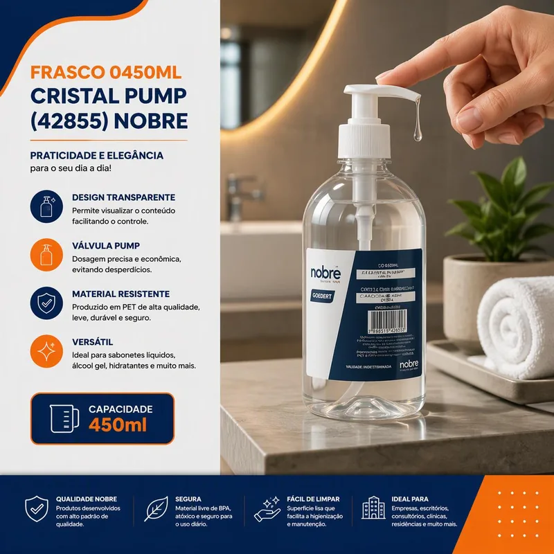 Frasco 0450ML Cristal Pump (42855) Nobre
