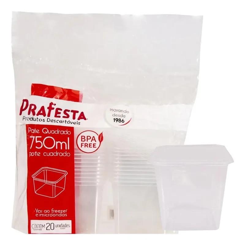 Pote 0750 Ml (prafesta) Quadrado (8472) C/tp C/20