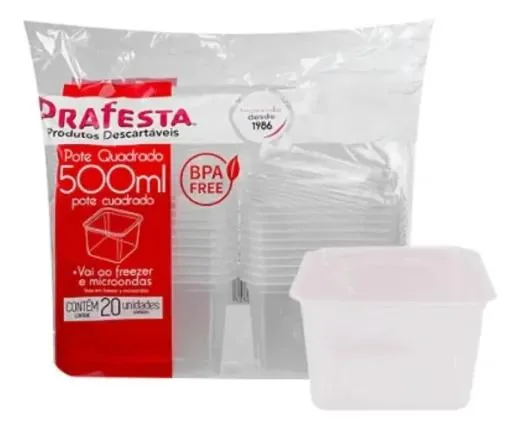 Pote 0500 Ml (prafesta) Quadrado (8470) C/tp C/20