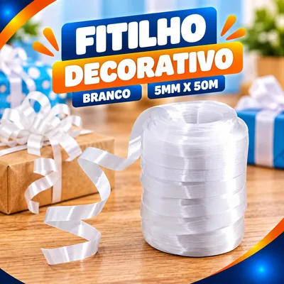 Fitilho Decorativo Branco 5MMX50M Un.