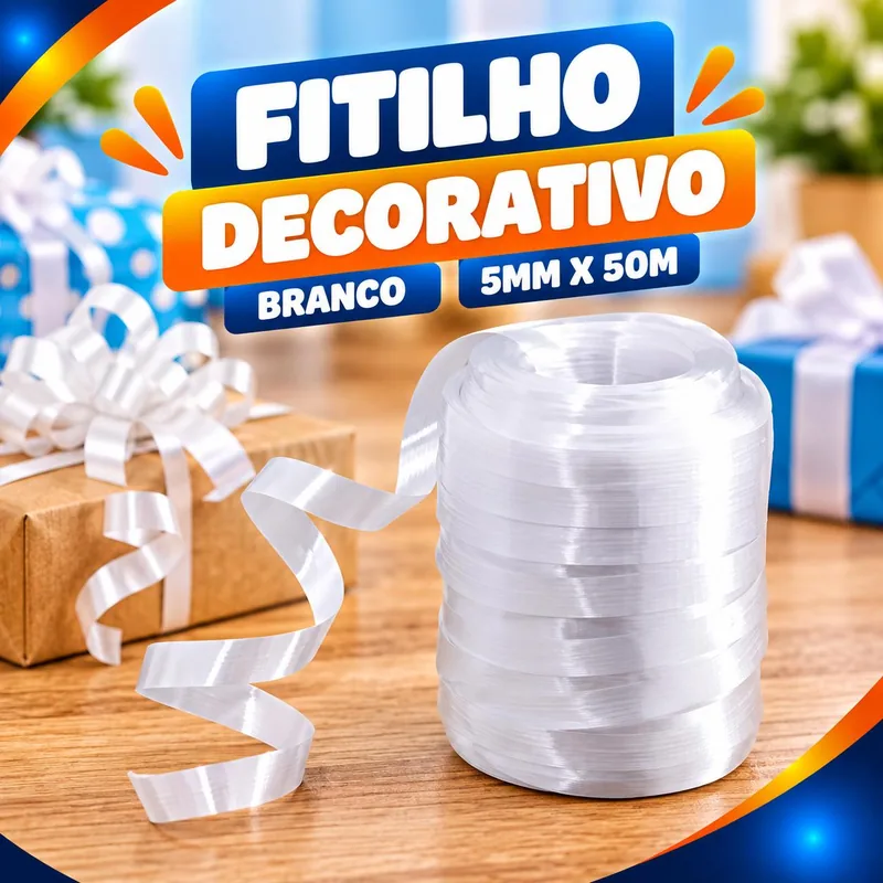 Fitilho Decorativo Branco 5MMX50M Un.