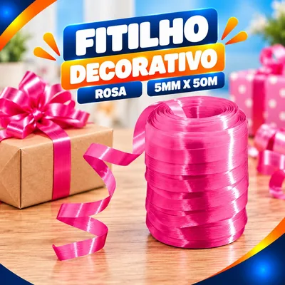 Fitilho Decorativo Rosa 5MMX50M Un.