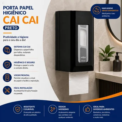 Porta Papel Hig Cai Cai (preto) - Nobre