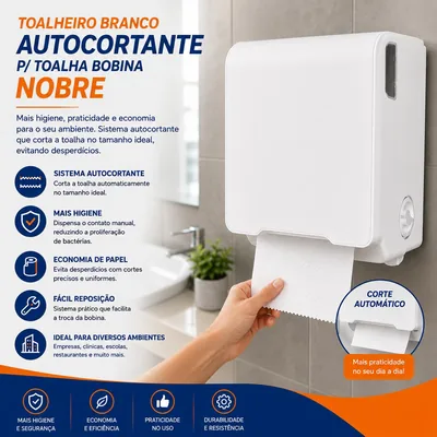 Toalheiro Autocortante Branco p/ Toalha Bobina Brave (56844)