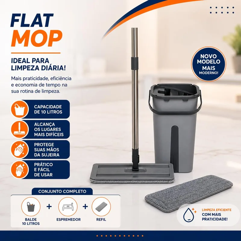 Flat Mop (balde 10L/ESPREMEDOR/REFIL) (38919)