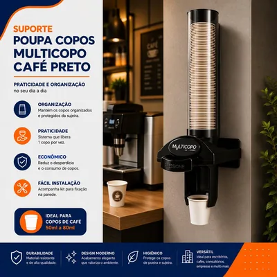 Suporte - Poupa Copos- Multicopo Cafe Preto (41536)